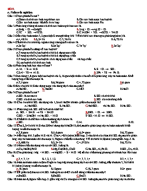 Đề kiểm tra 45 phút môn Hóa học Lớp 10 - Đề 02 (Kèm đáp án)